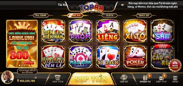 Game bài đổi thưởng TOP88 đa dạng Game bài đổi thưởng TOP88 đa dạng